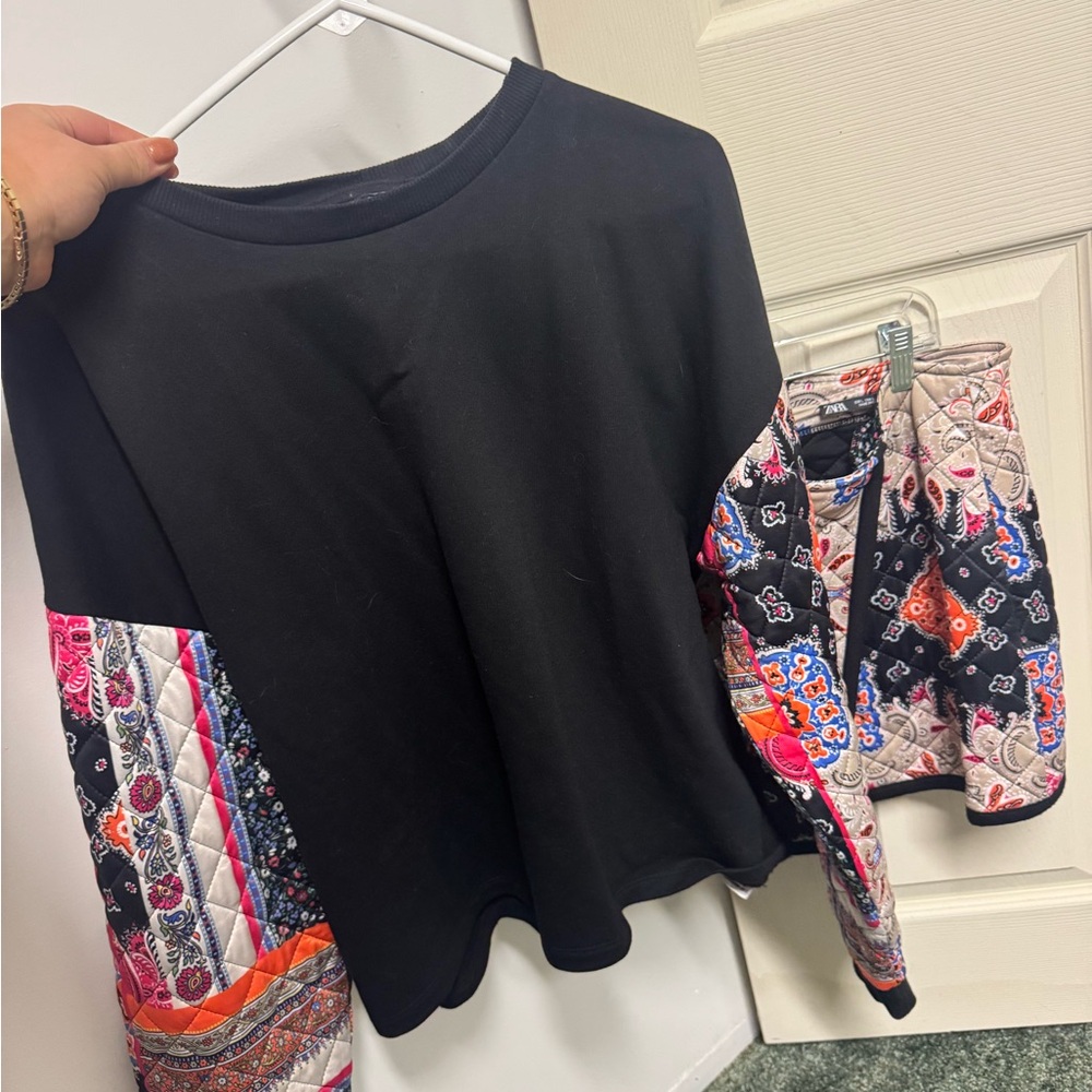 Zara Quilted Multicolor Paisley Top and Skirt Set